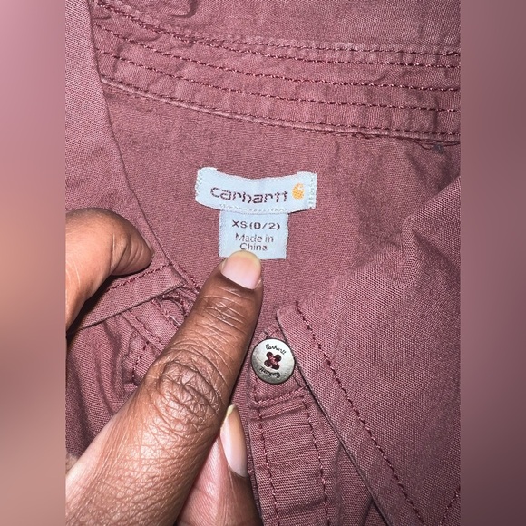 Carhartt Maroon Button Down Shirt size XS - Picture 9 of 10